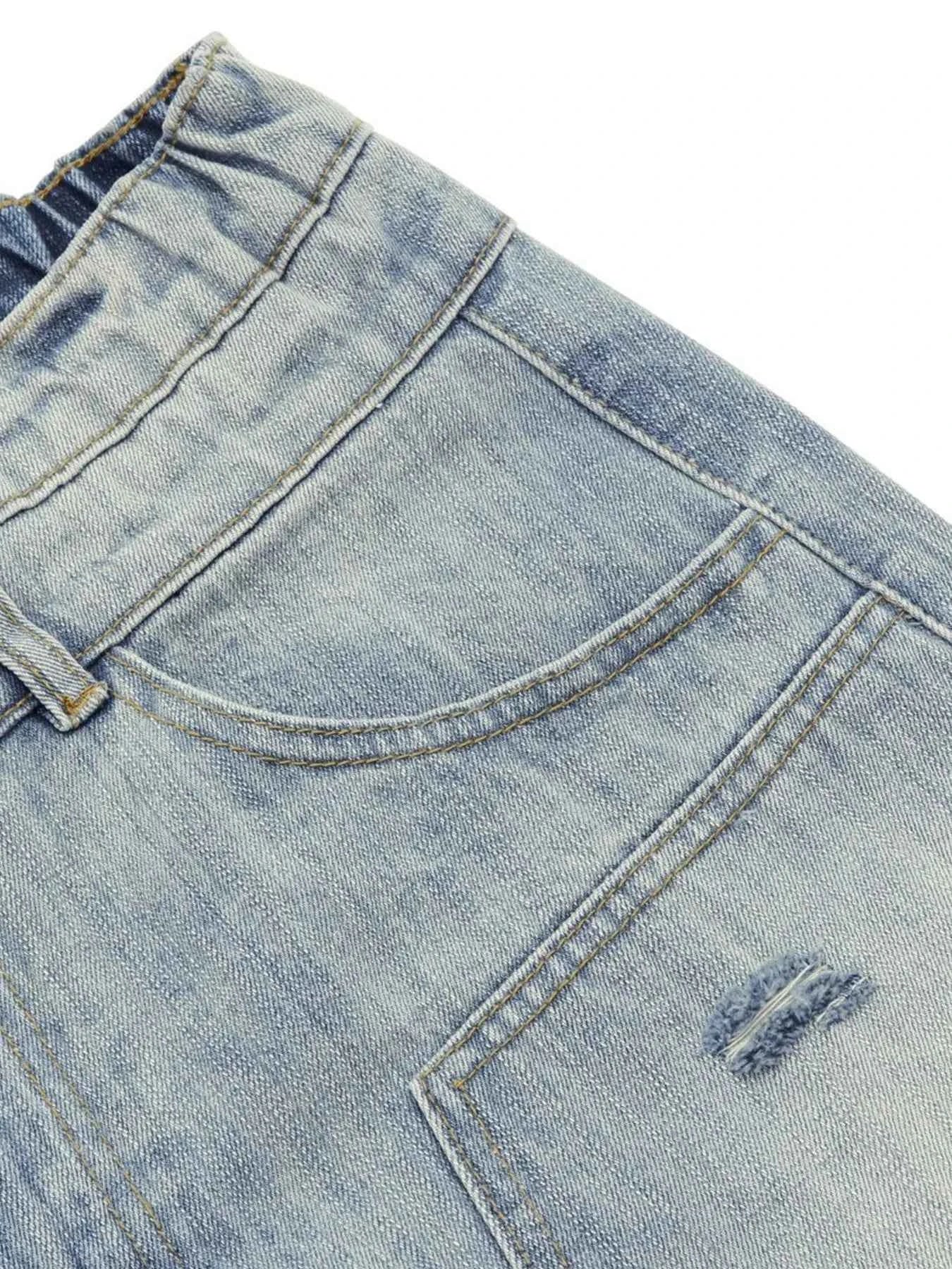 Men's Washed Wide Leg Cropped Jeans